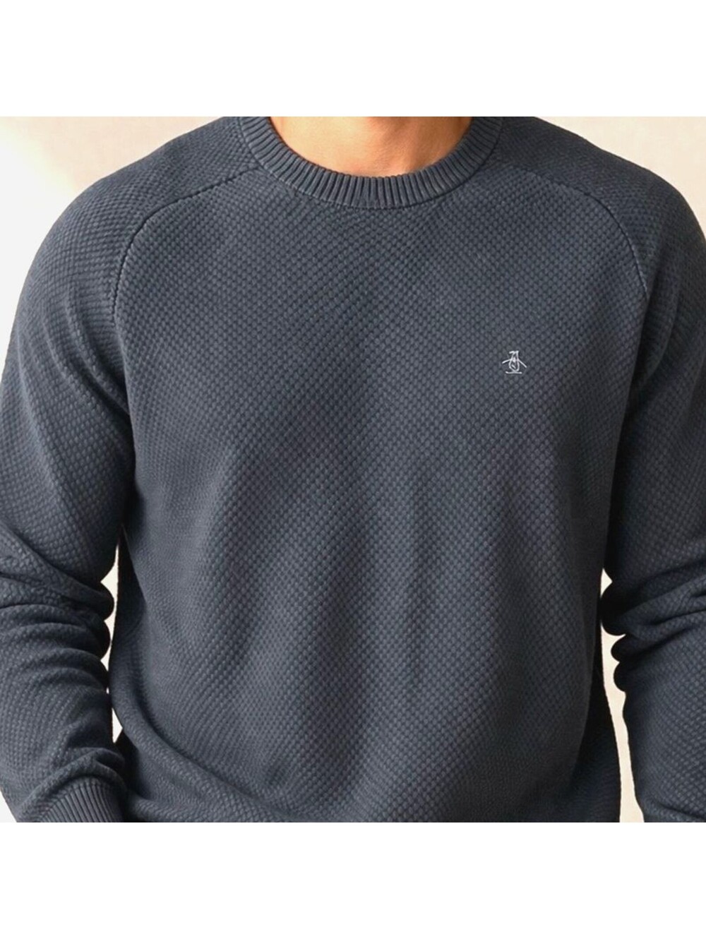 Original Penguin Navy Crewneck Sweater Mens XXL Cotton Knit Preppy Classic Logo